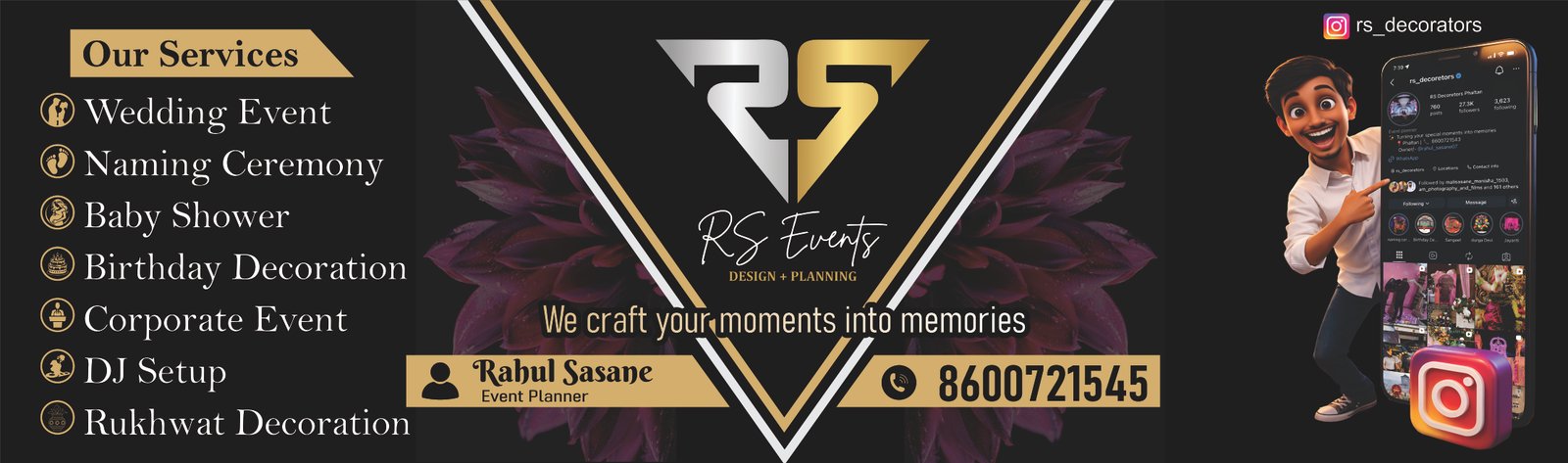 RS Events Instagram promotional banner design by Sai Graphics Phaltan